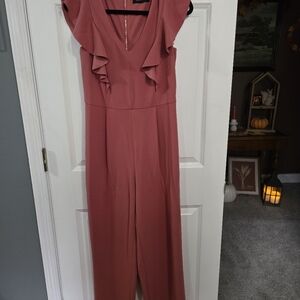 Ivanka Trump Ruffled Mauve Jumpsuit